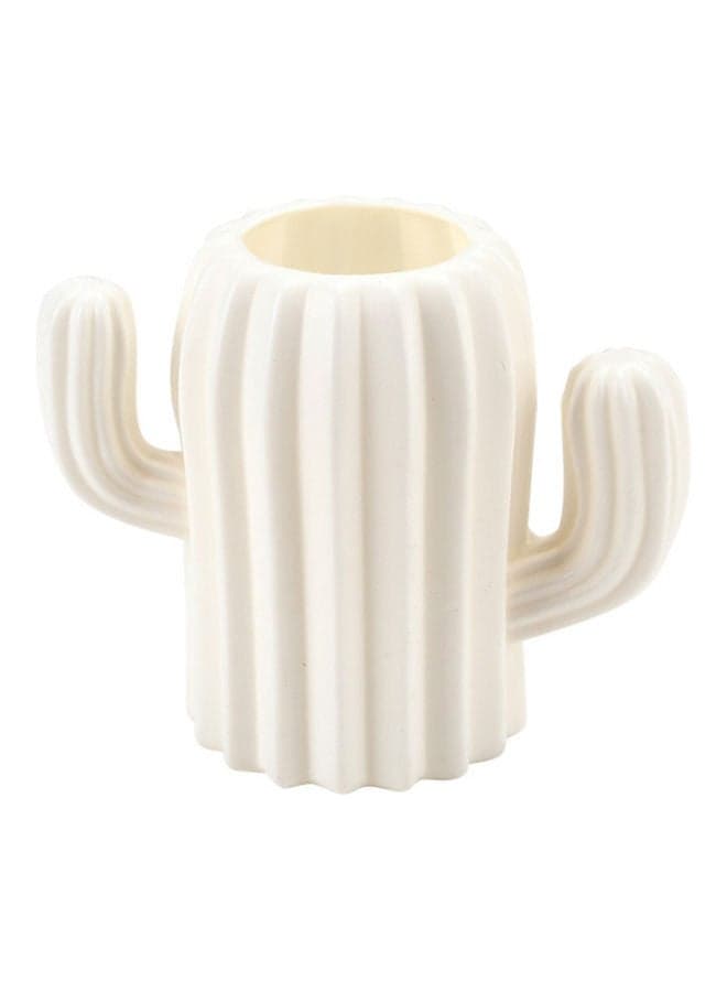 Cactus Design Pencil Holder White