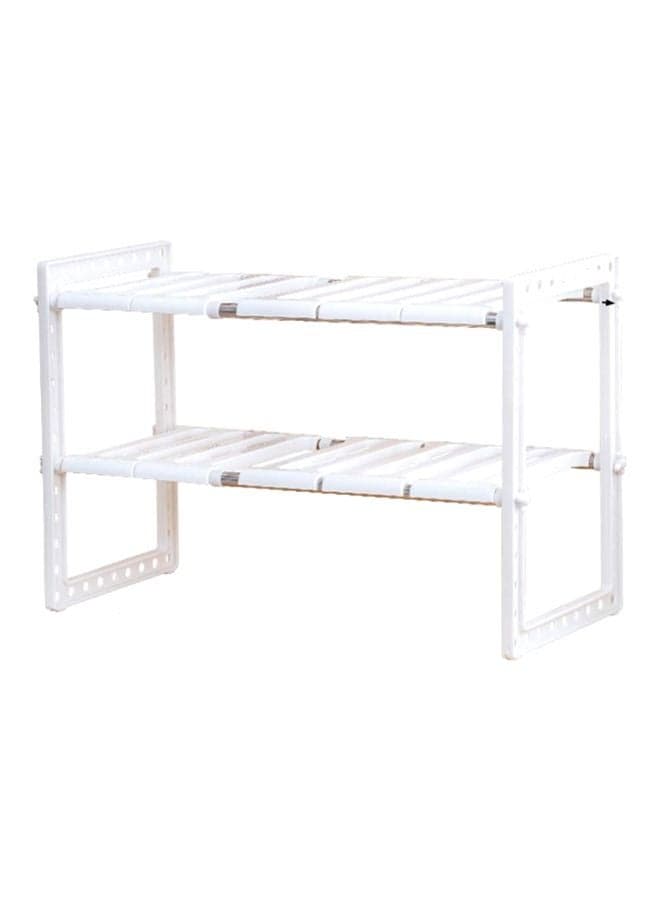 2-Tiers Expandable Kitchen Storage Rack White 15x10x27inch