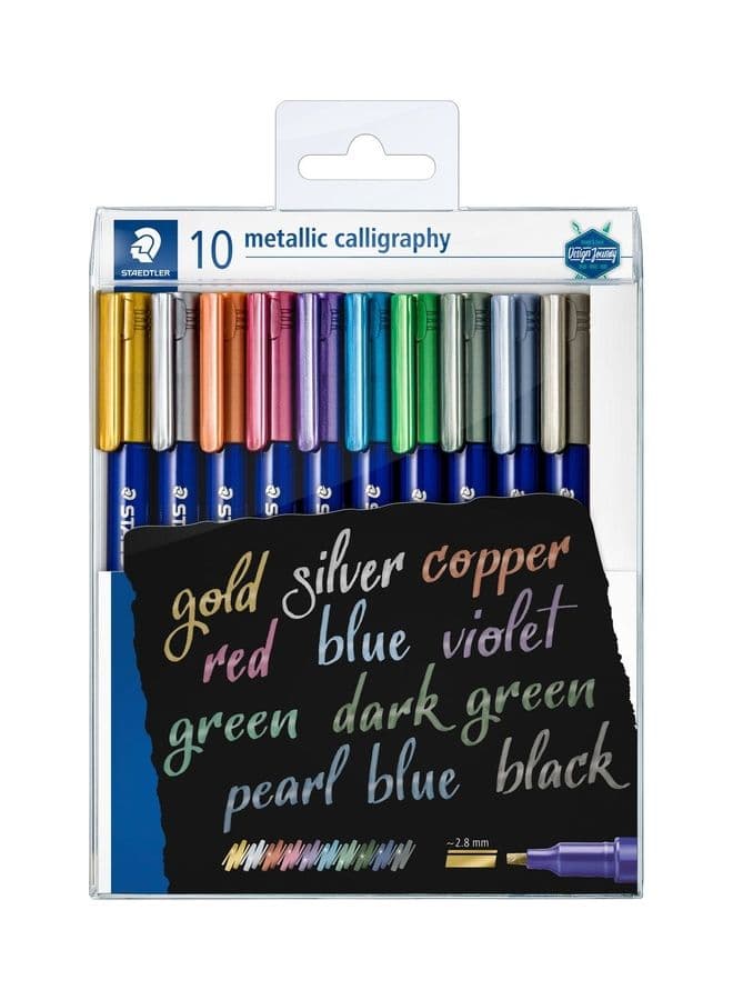 10-Piece Mettalic Calligraphy Pen Set Multicolour