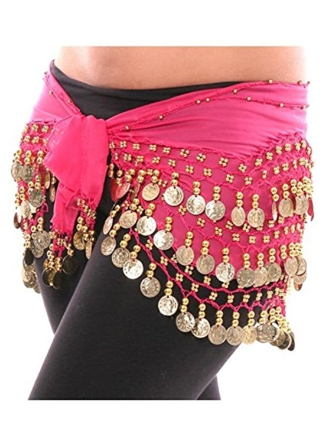 Chiffon Belly Dance Waistband Belt Pink/Gold
