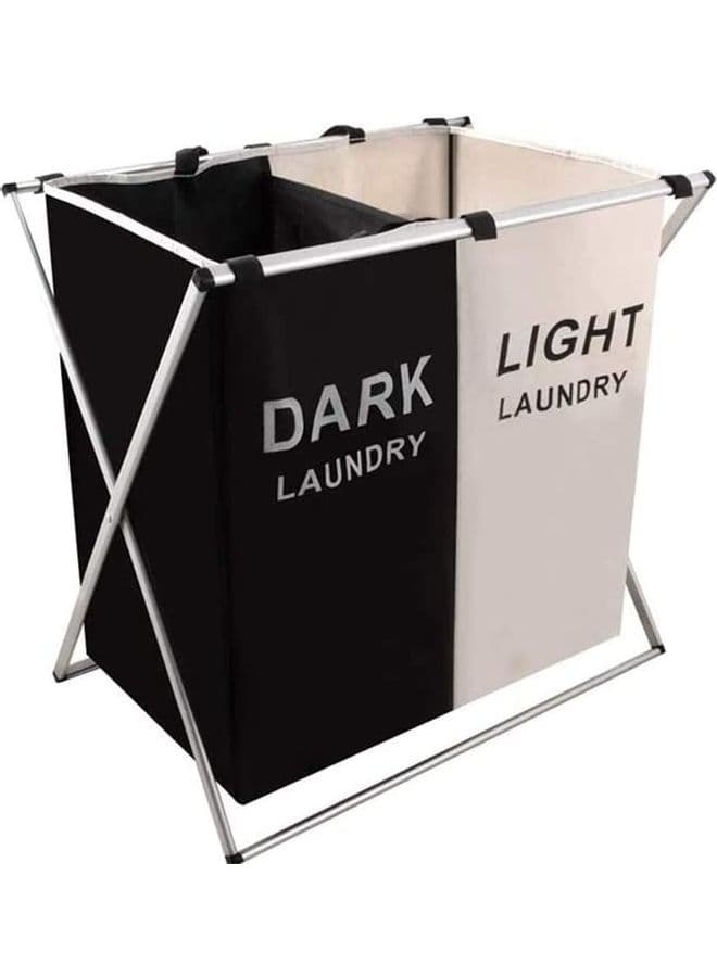 Laundry Cloth Hamper Sorter Basket Black/White 60×60×39cm