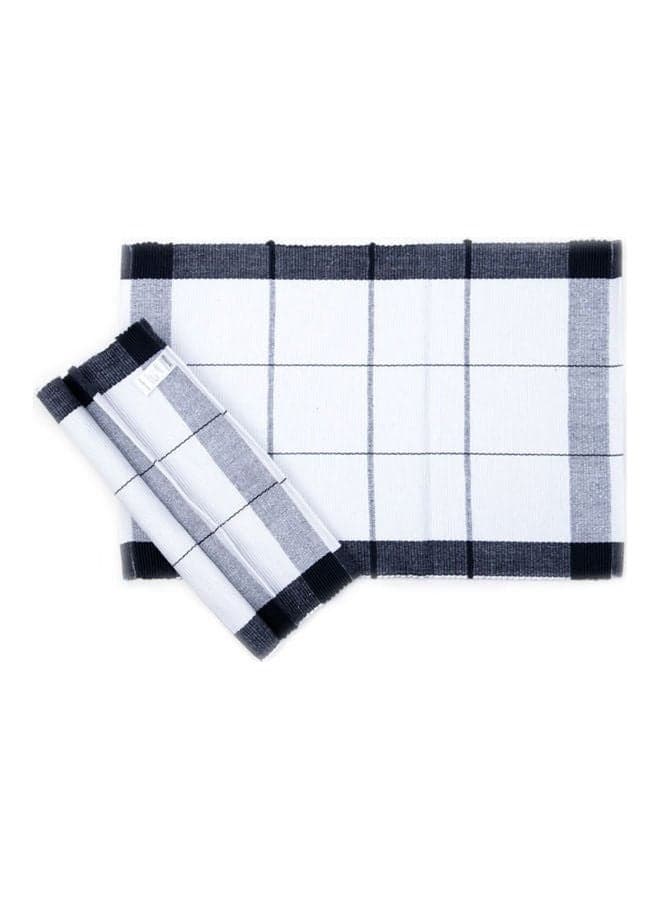 2-Piece Block Pattern Kitchen Mat Black/White 33x48cm