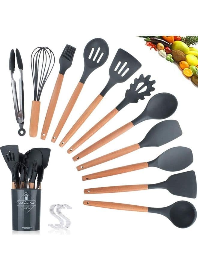 12-Piece Cooking Utensil Set Black/Brown One Size