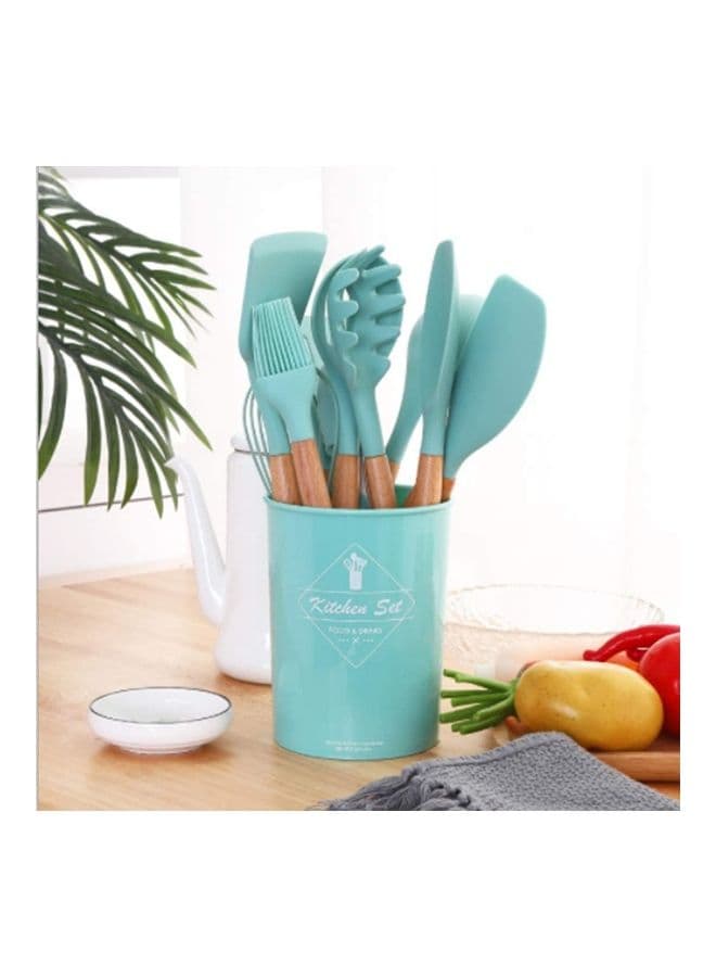 11-Piece Silicone Cooking Utensil Set Blue/Beige one sizecm