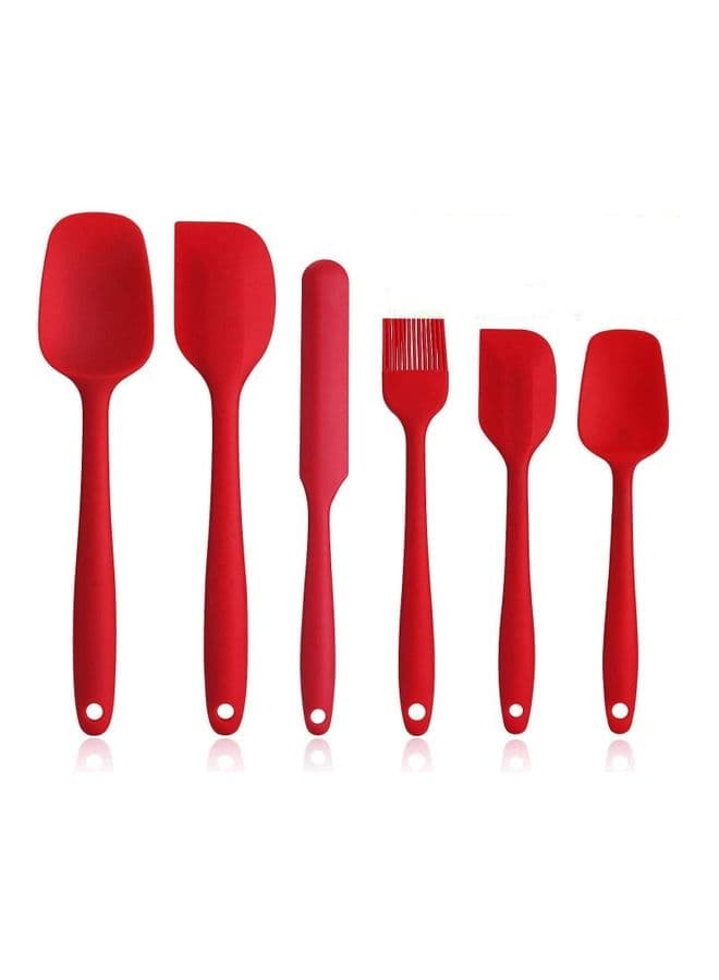 6-Piece Non-Stick Silicone Spatula Set Red one sizecm