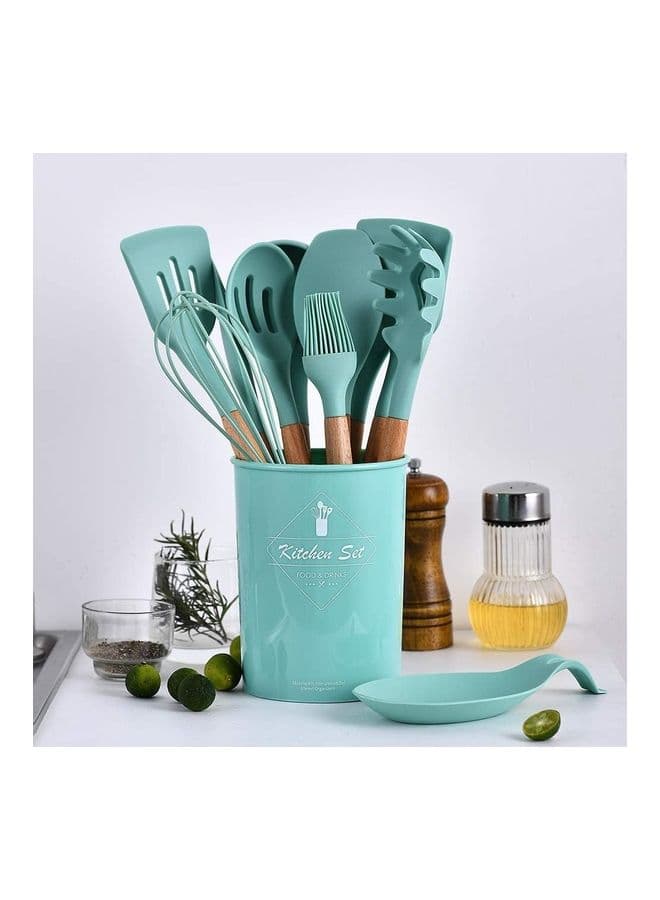 12-Piece Silicone Cooking Kitchen Utensils Tool Set Blue/Beige one sizecm