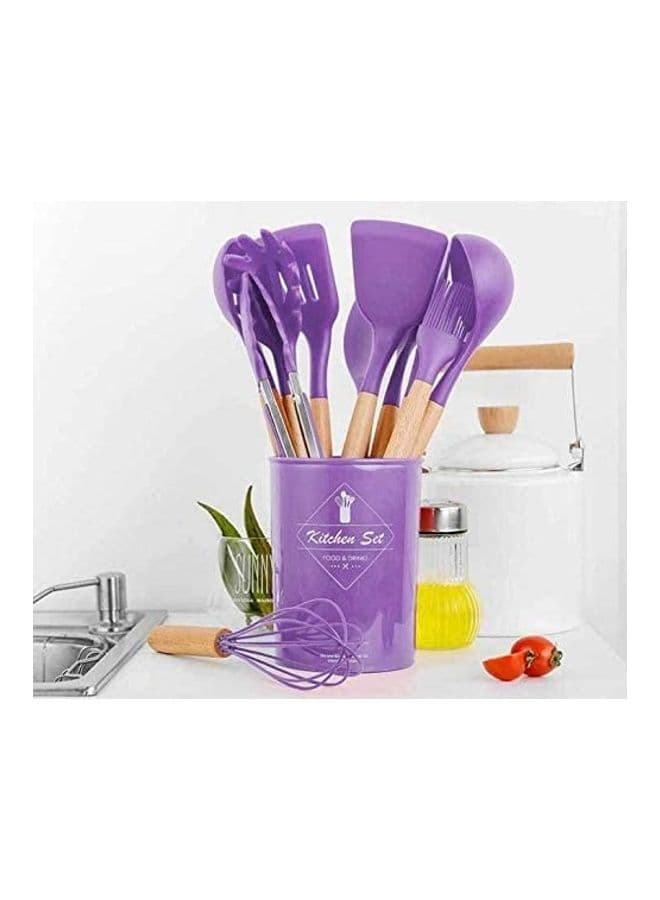 12-Piece Cooking Utensils Purple/Brown one sizecm