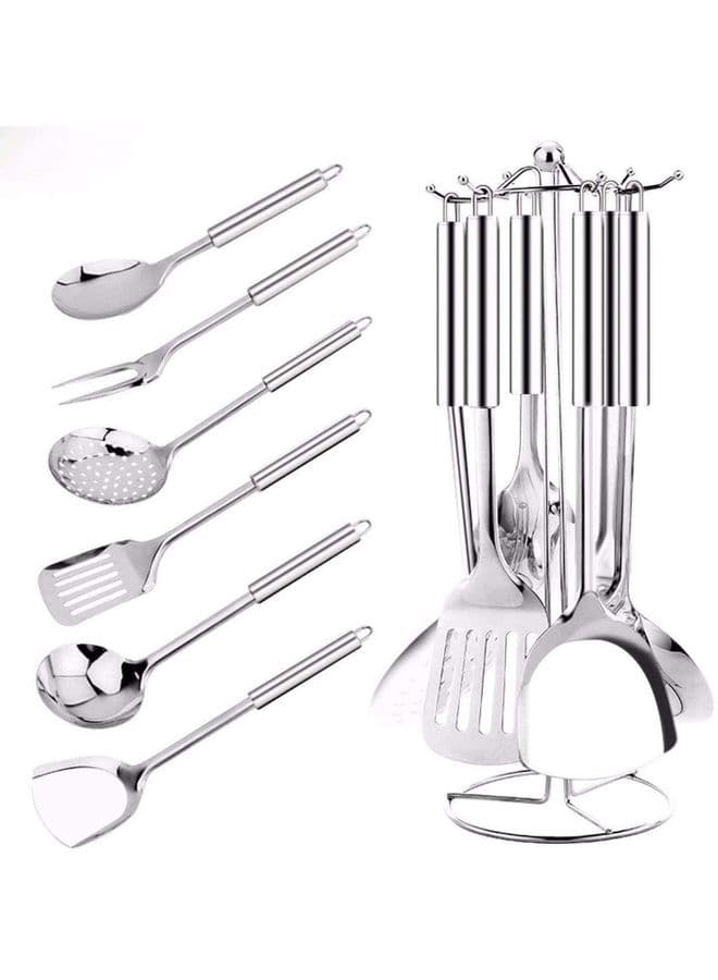 6-Piece Cooking Utensils Set with Stand Silver One Size