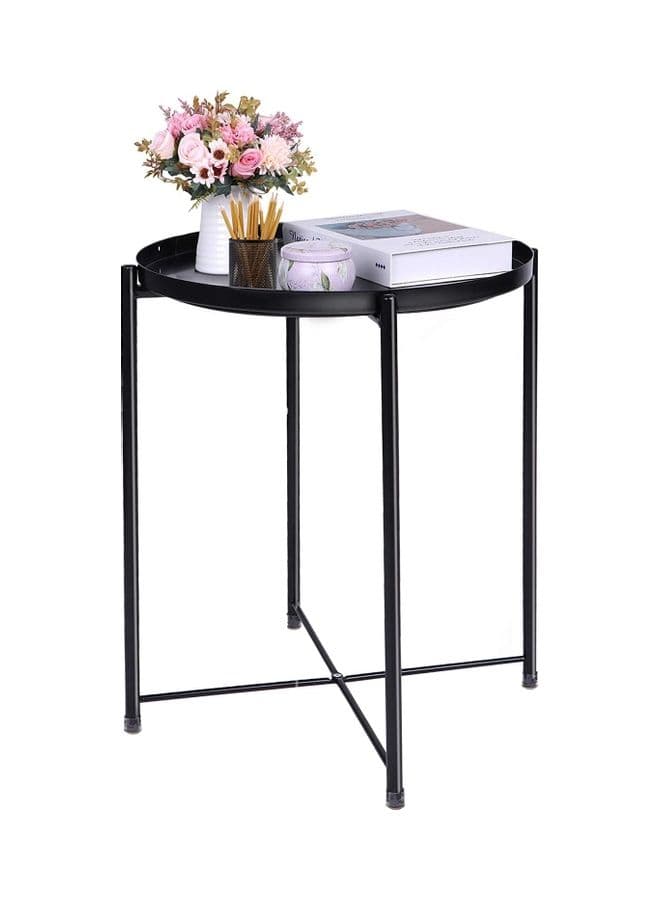 Round Tray Table Black 52 x 44 x 42cm