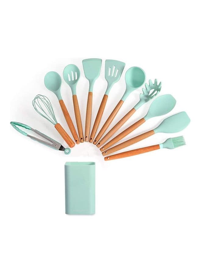 12-Piece Silicone Cooking Utensils Set Blue/Brown One Size