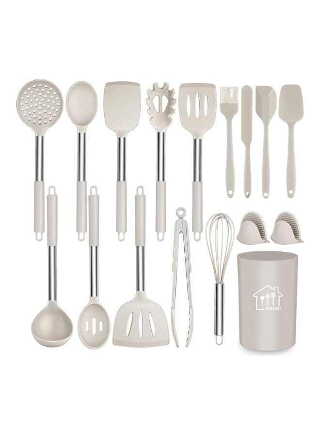 14-Piece Silicone Cooking Utensil Set Grey One Size
