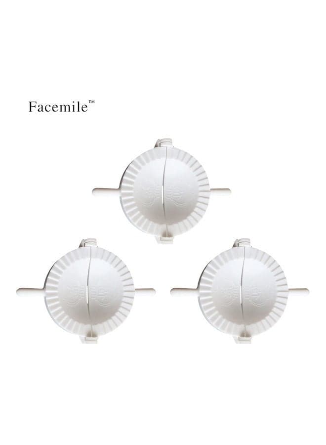 3-Piece Dough Pastry Dumpling Mould White 9 x 5 x 9cm