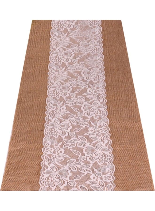 Natural Burlap Jute Lace Table Cover Multicolour