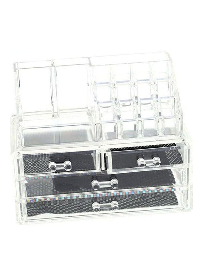 Acrylic Jewelry and Cosmetic Storage Display Boxes Organizer Two Pieces Set Clear/black