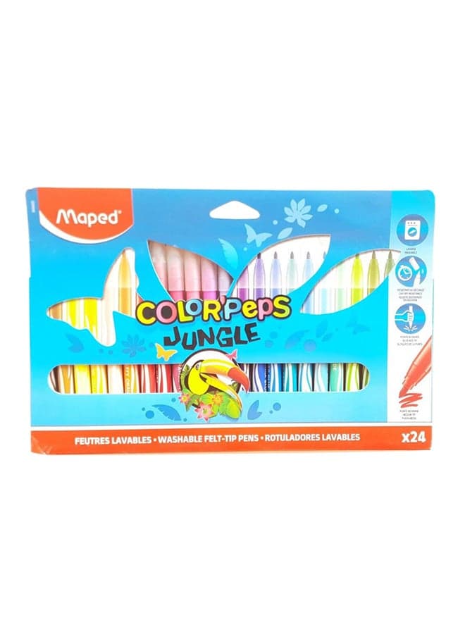 24-Piece Jungle Felt Tip Color Pen Set Multicolour