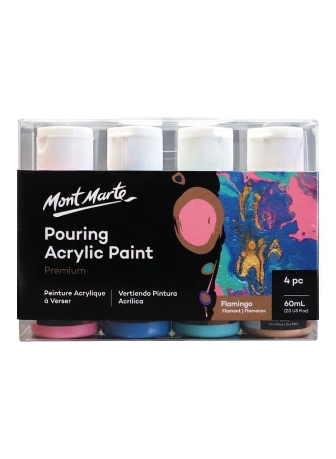 4-Piece Pouring Acrylic Flamingo Set Multicolour