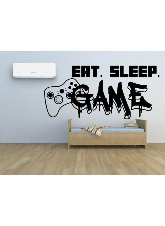 PlayStation Controller Eat Sleep Game Vinyl Wall Art Sticker Black
