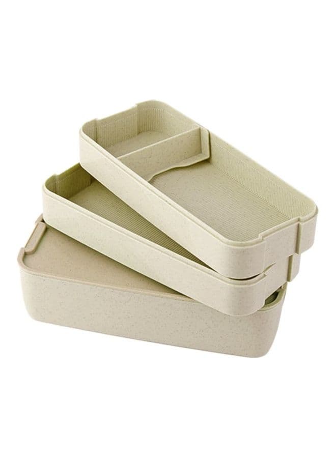 3-Layer Lunch Box Beige 188x83x112mm