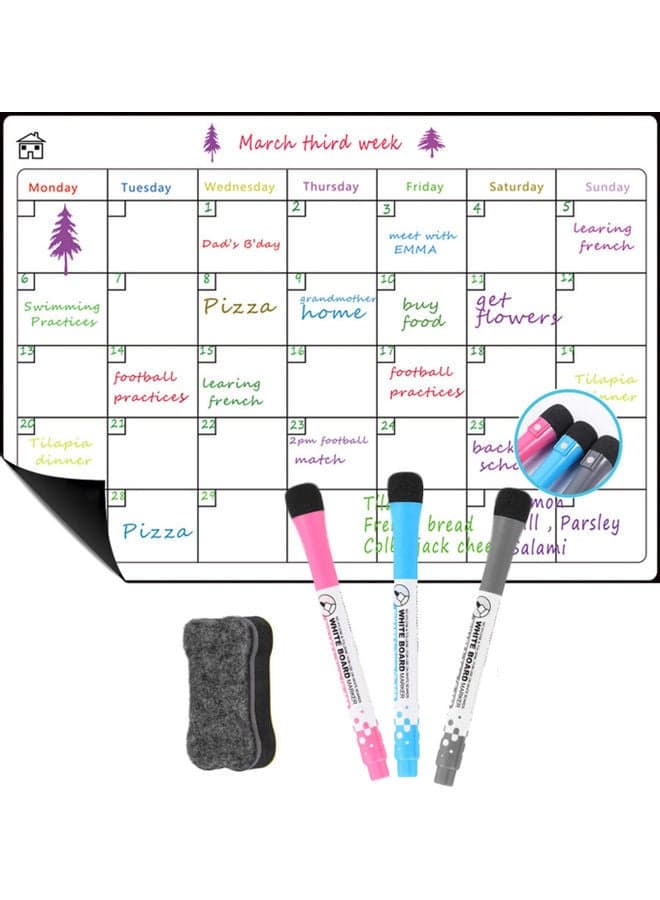 Dry Erase Calendar Whiteboard White