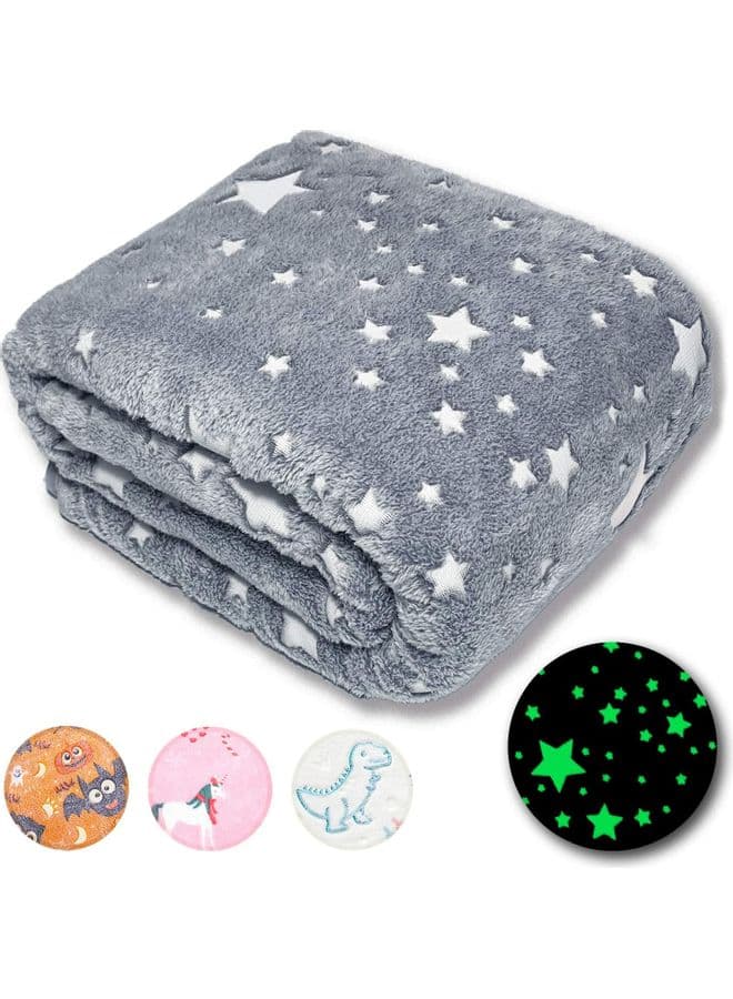 Glow in The Dark Throw Blanket Cotton Grey/White 127X152cm