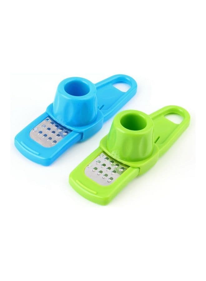 2-Piece Plastic Garlic Presser Green/Blue