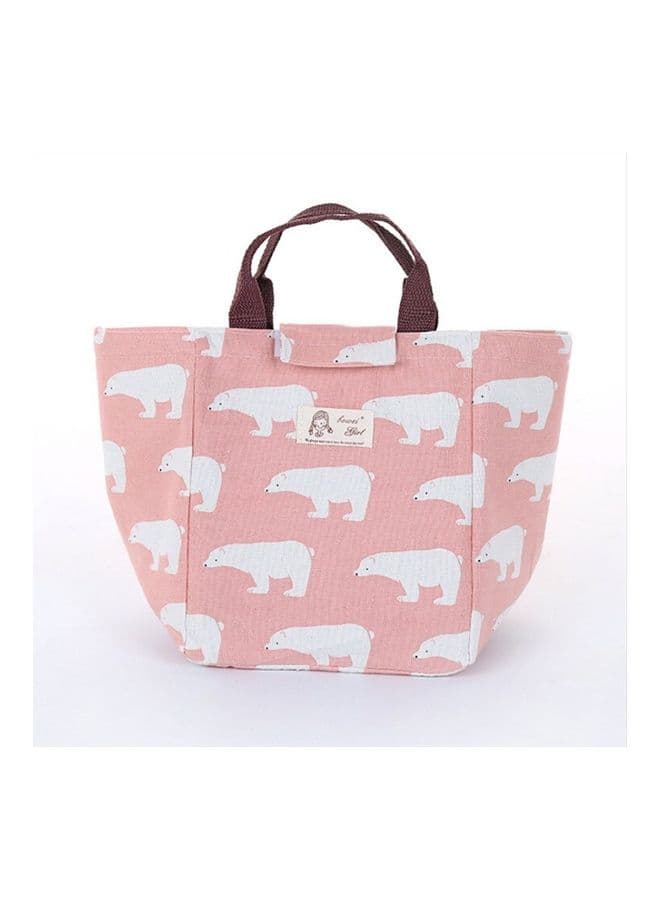 Cartoon Animal Printed Lunch Bag Pink/White 24 X 19 X 16cm