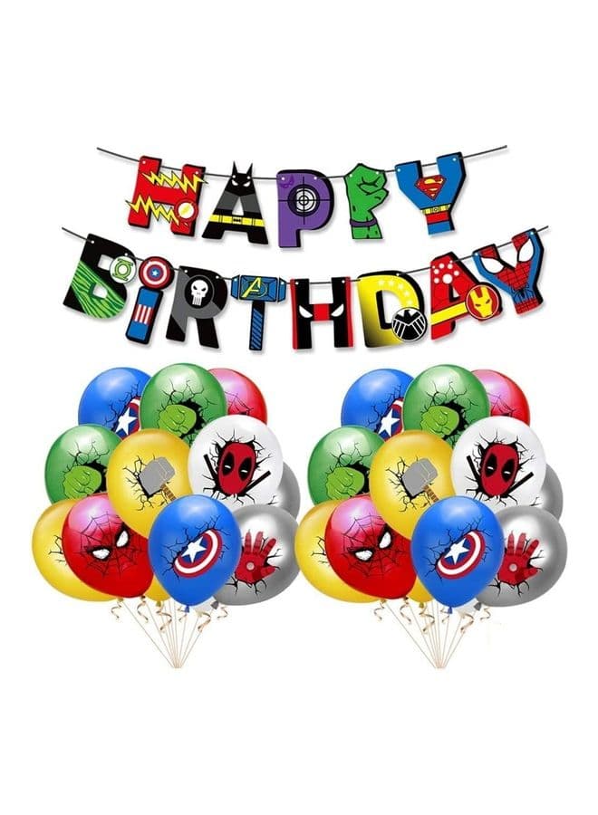 25-Piece Superhero Confetti Balloons With Happy Birthday Banner Celebration Set