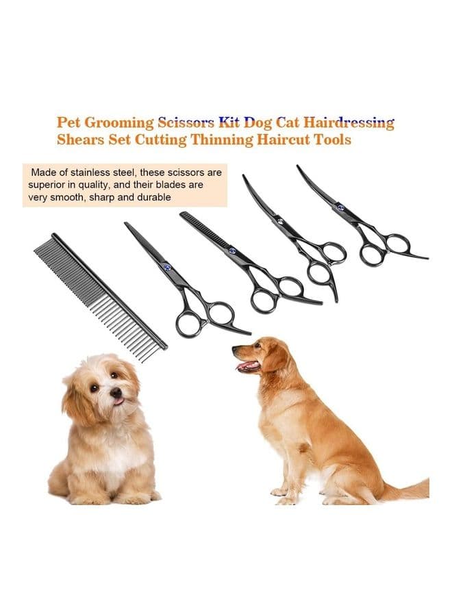 7-Piece Pet Grooming Scissors Kit with Case Black