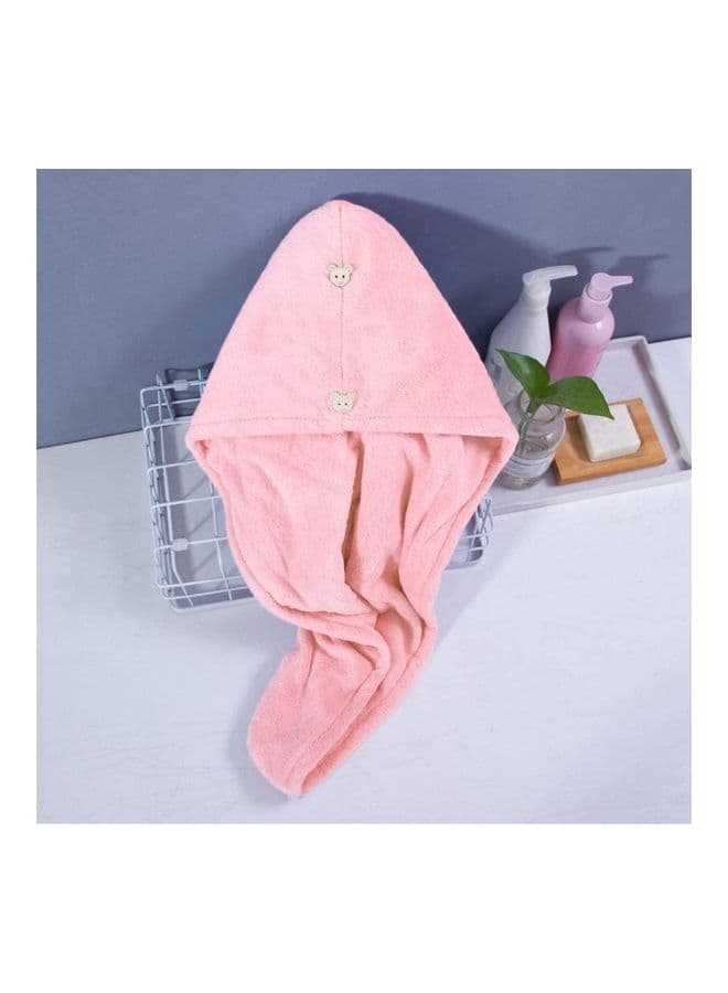 Dry Hair Towel With Buttons Pink 26x17cm