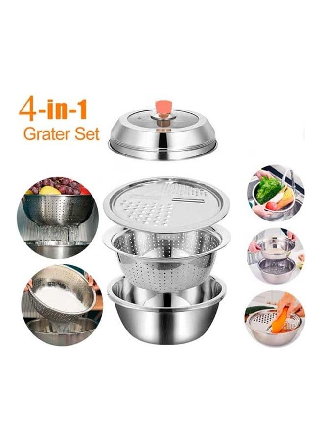 4-in-1 Multifunctional Stainless Steel Basin With Grater Silver