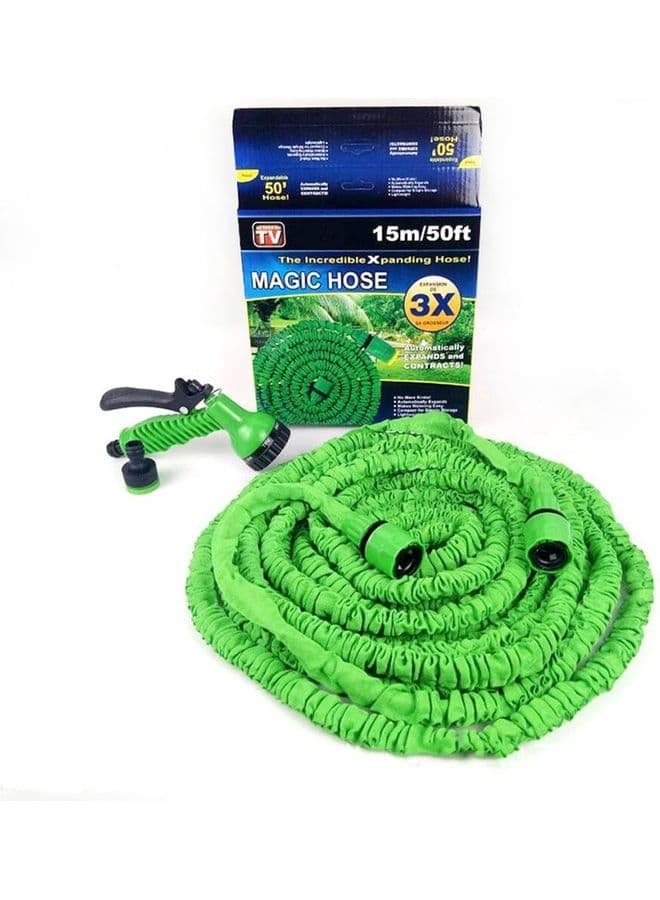 Flexible Telescopic Magic Garden Plastic Spray Hose Green