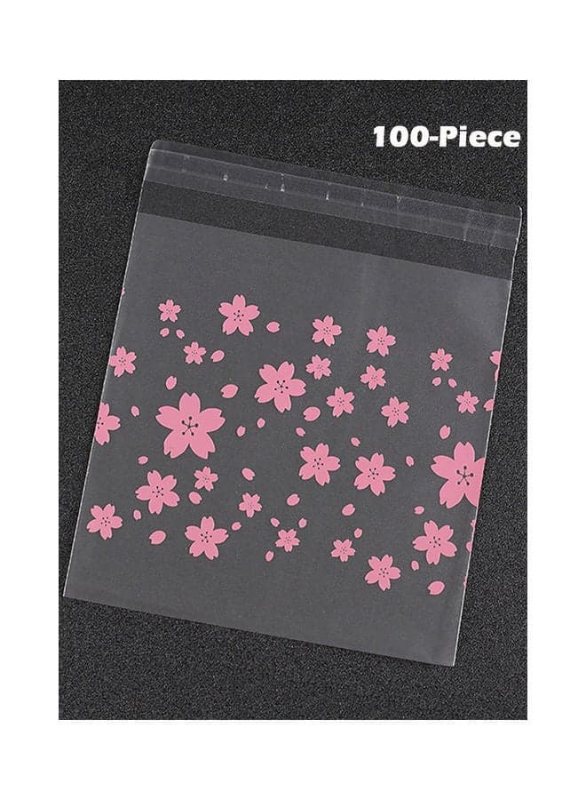 100-Piece Cherry Blossom Shape Cookie Bag Set Clear