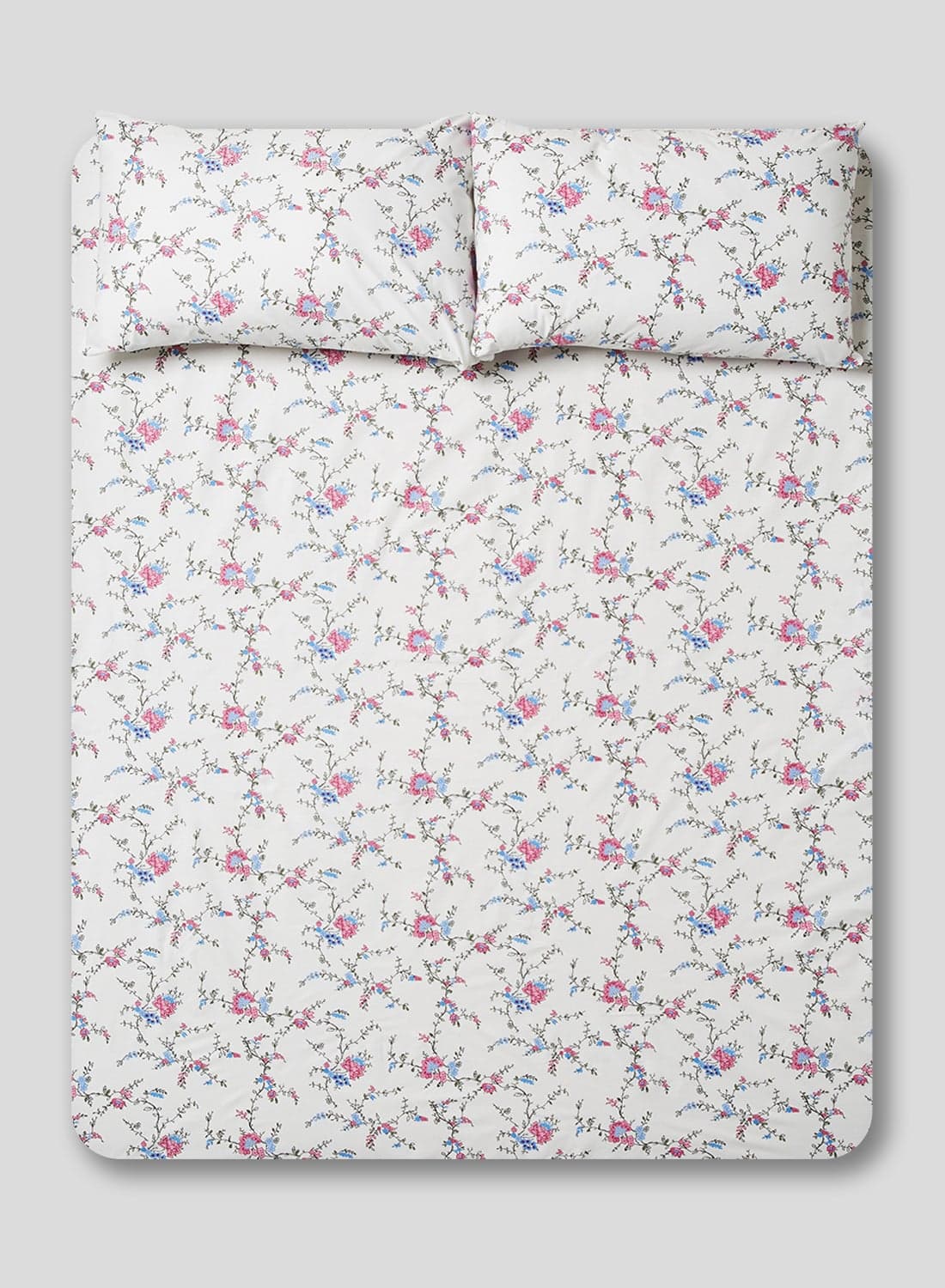 3-Piece Queen Size Printed Bedsheet Set Cotton Multicolour 180x200x25cm