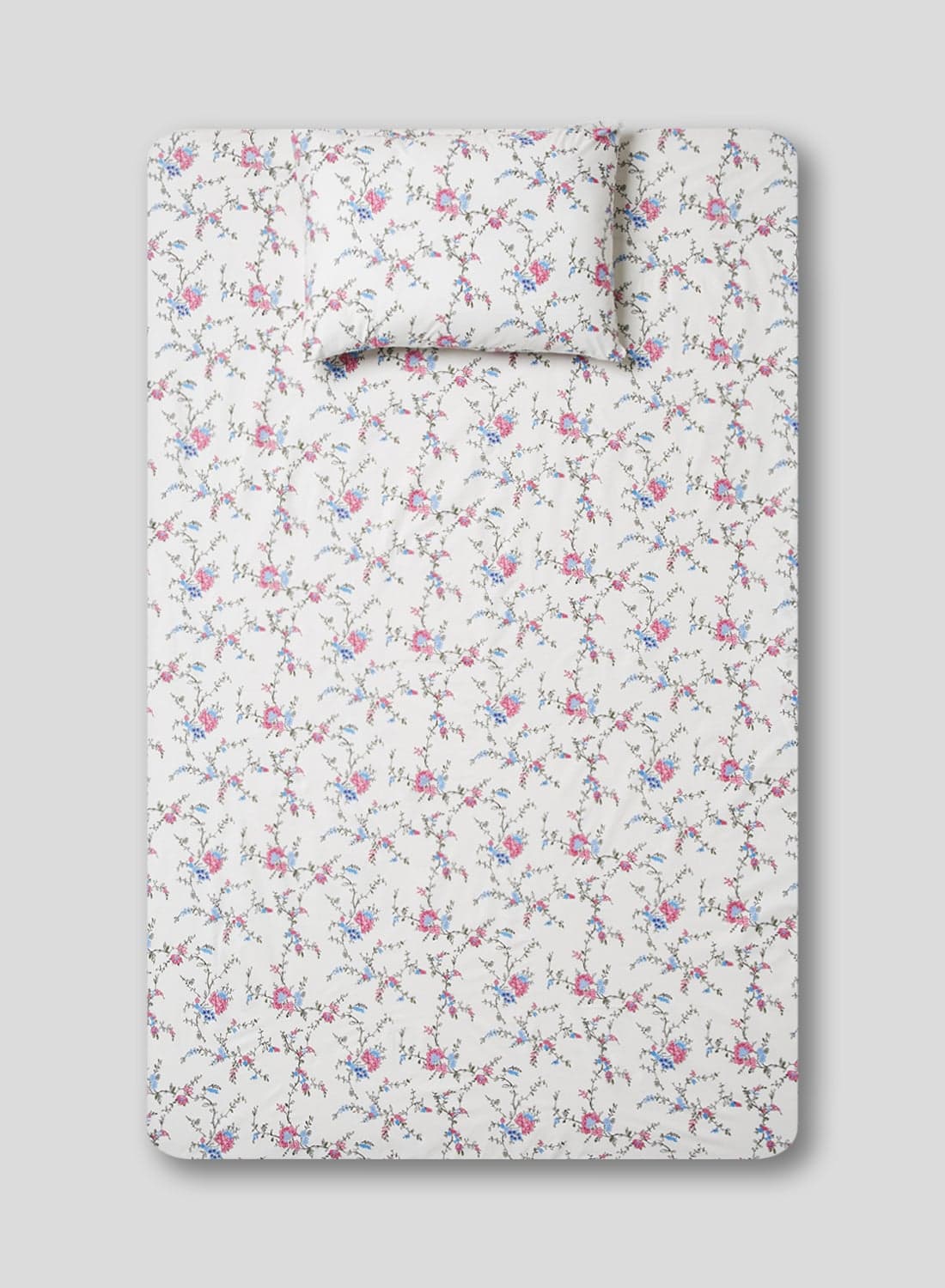 2-Piece Single Size Printed Bedsheet Set Cotton Multicolour 147x254cm