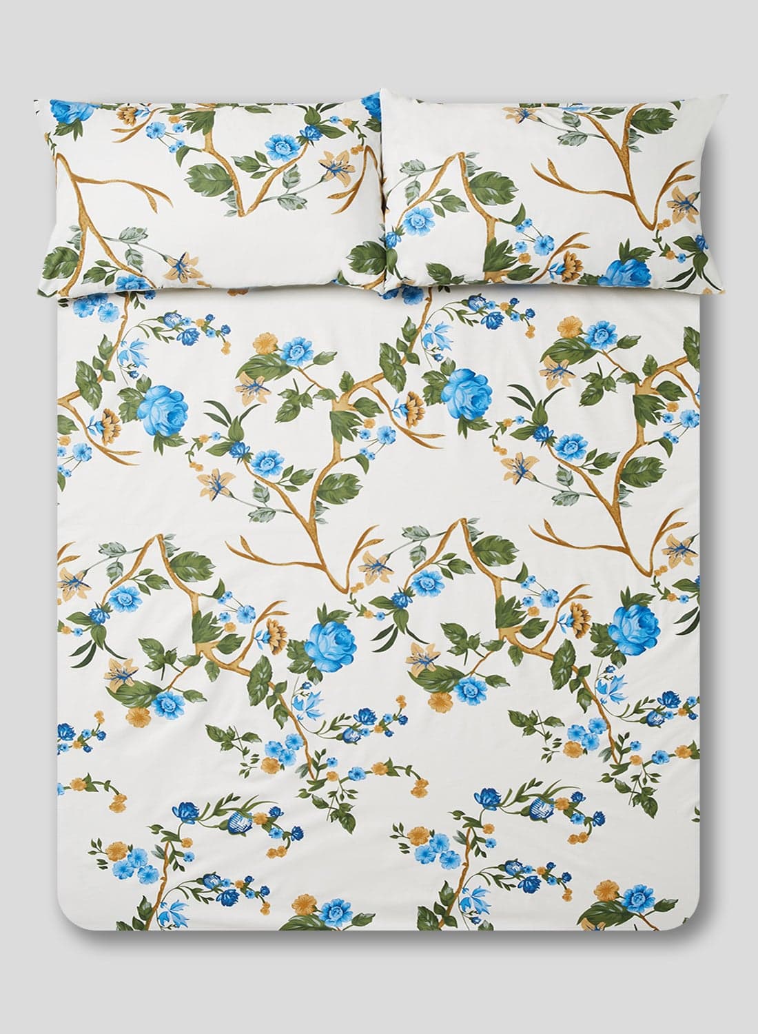 3-Piece Queen Size Printed Bedsheet Set Cotton Multicolour 279x254cm