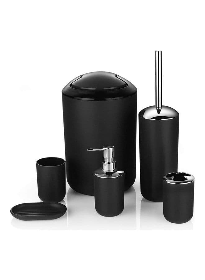 6-Piece Bathroom Accessories Set Black 19 x 19 x 28cm