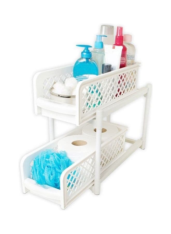 2-Layer Storage Rack for Bathroom White 33.9 x 15 x 19.4cm