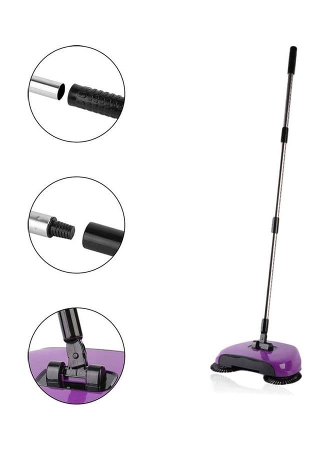 Practical Hand Push Type Sweeping Machine Broom Dustpan Set Purple/Black