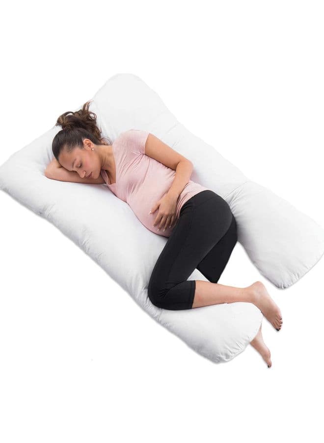 U Shaped Relaxing Pillow Cotton White 130 x 70cm