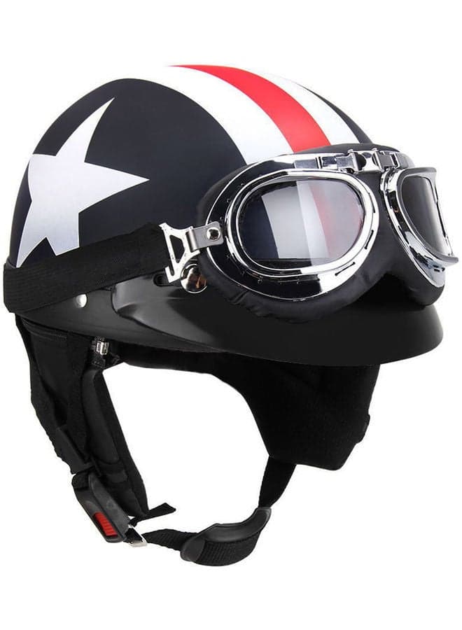 Half Open Face Motorcycle Helmet With Goggles