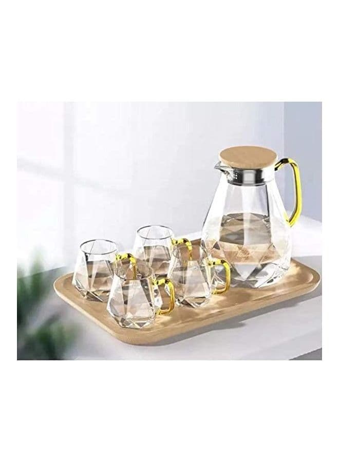 5-Piece Tea Pot Set Clear/Gold 1800ml