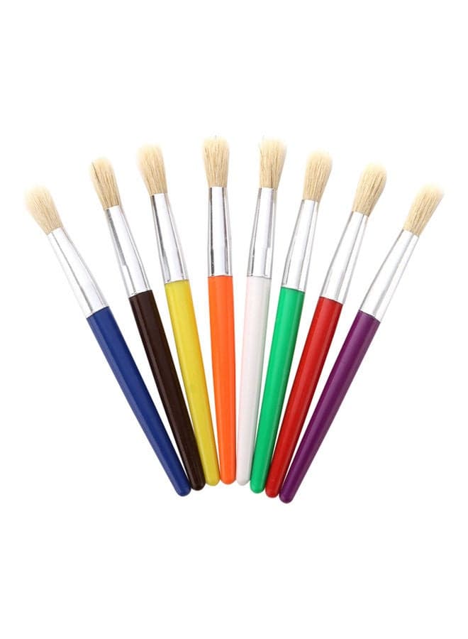 8-Piece Round Tip Colorful Paint Brushes Set Multicolour