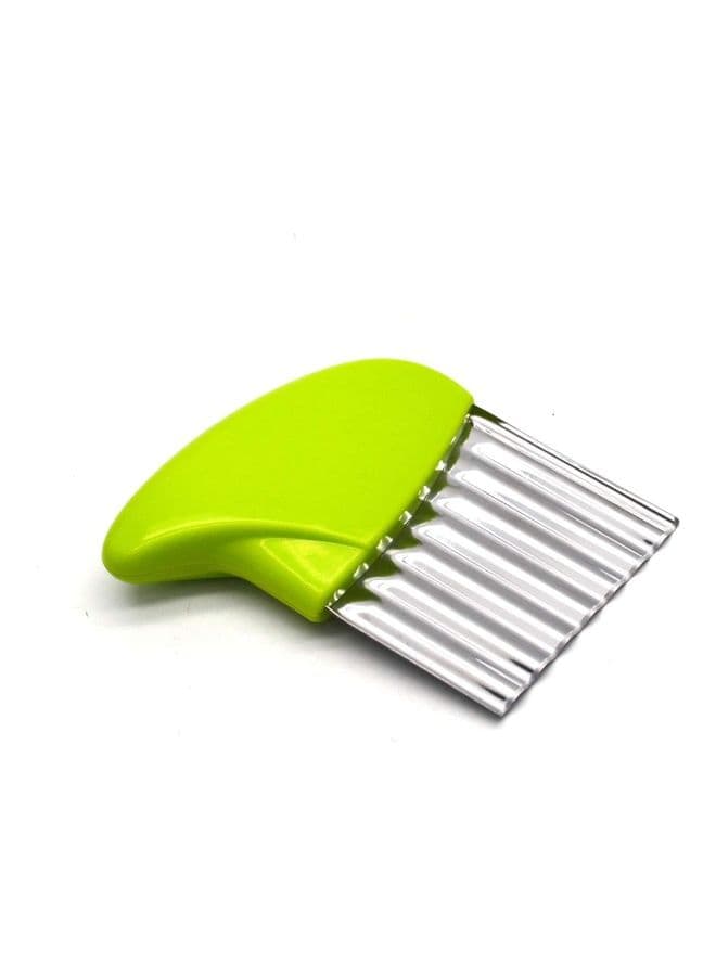 Stainless Steel Potato Wavy Chopper Green/Silver