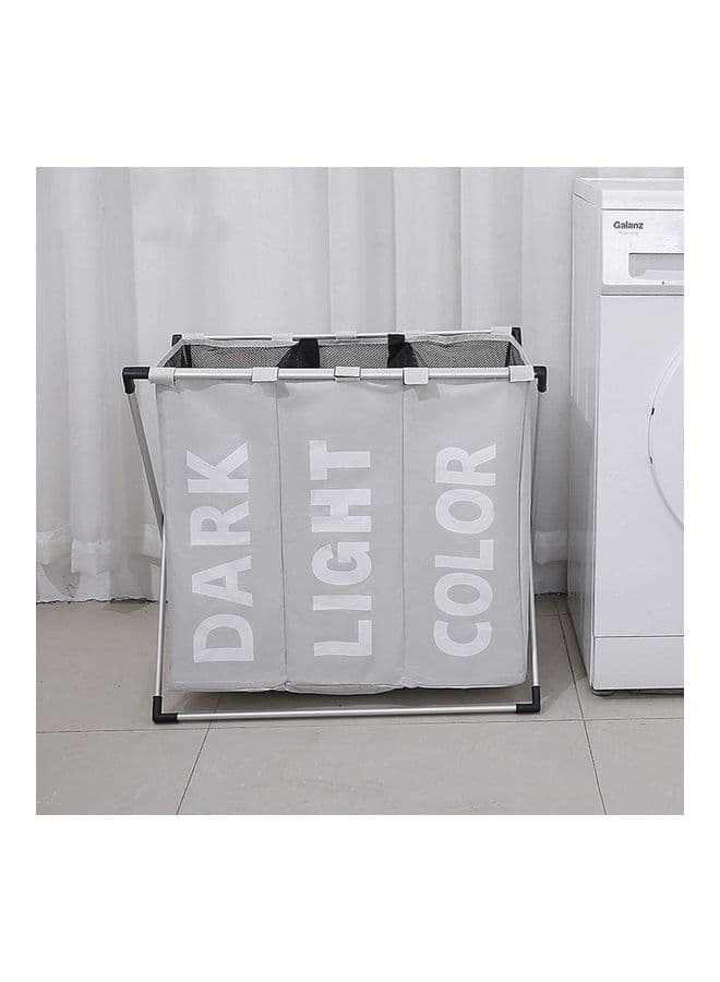 3-Section Foldable Laundry Organizer Grey 64x38x58cm