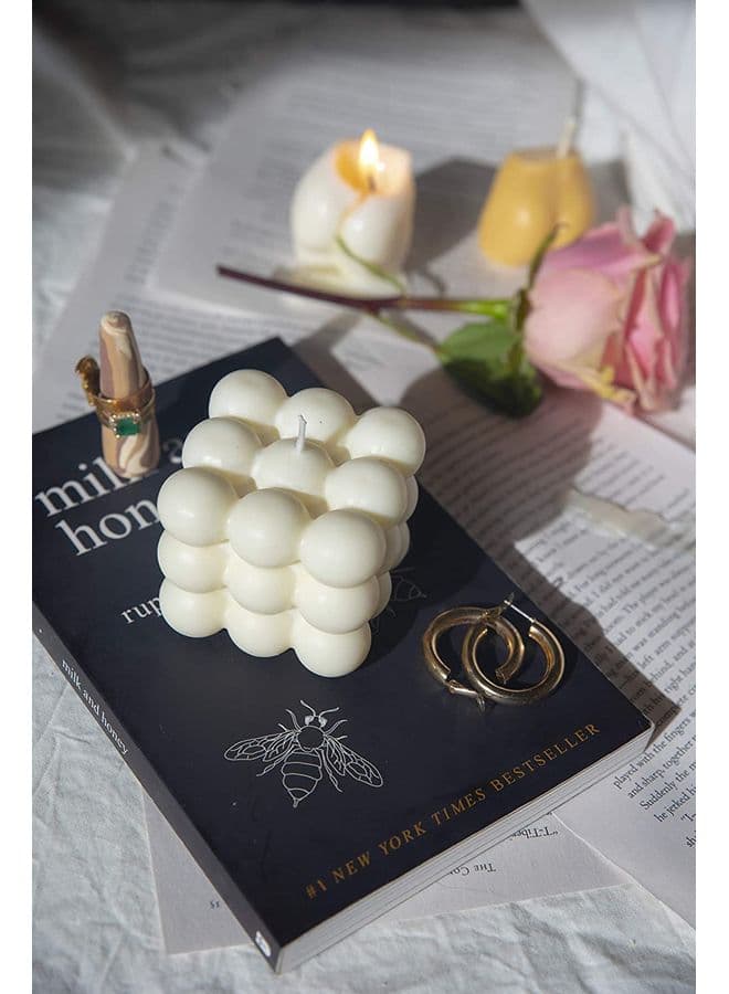 Bubble Cube Soy Wax Candle White 5.85x2.5inch
