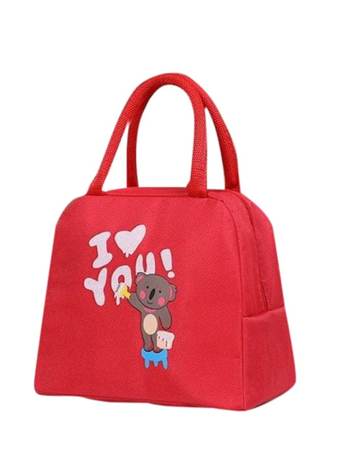 Koala Pattern Insulated Lunch Bag Red 20.5x18x15cm