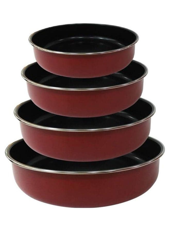 Round Oven Trays 4 pieces Red/Black 24X26X30X32cm