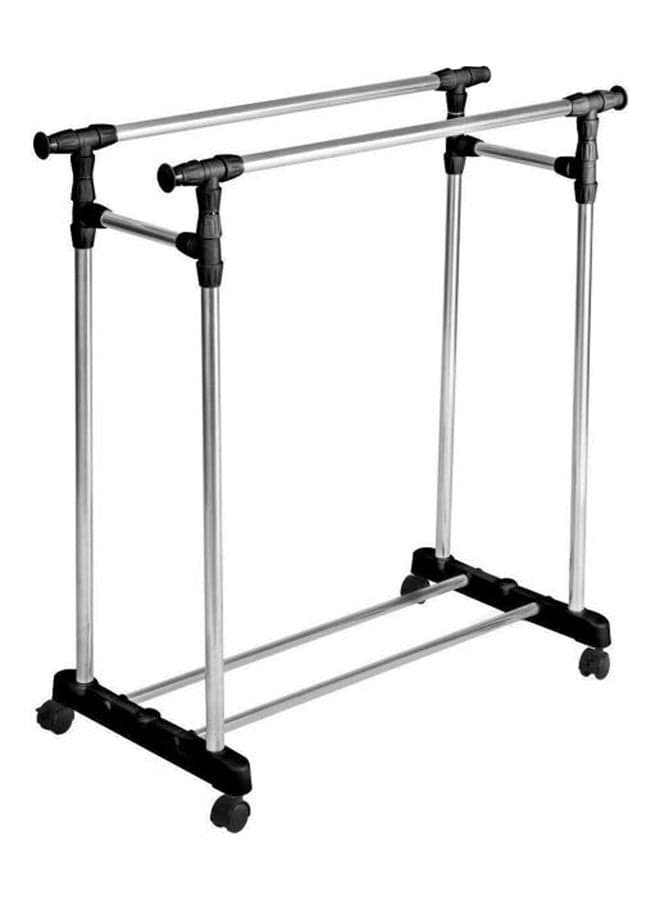 Adjustable Double Pole Racks For Garments Clothes Black