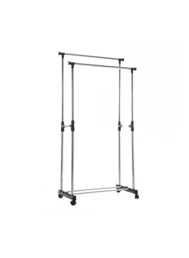 Double Pole Cloths Rack Silver