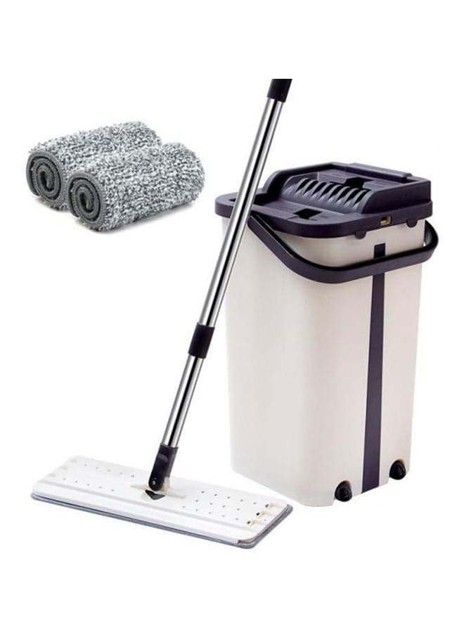 Flat Squeeze Mop And Bucket - Hand-Free Wringing Floor Cleaning Mop Beige